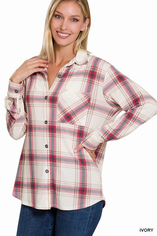 PLAID SHACKET WITH FRONT POCKET